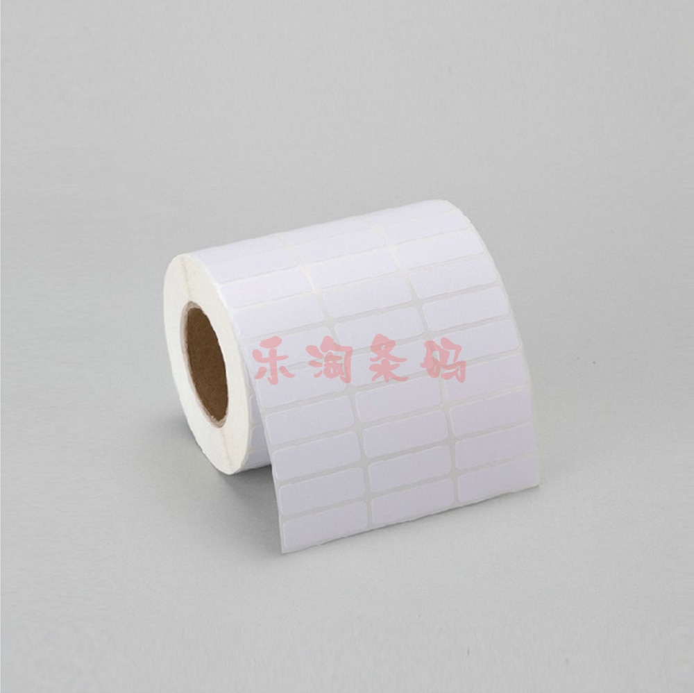 Glossy White PET Label Sticker 25*10mm 10000pcs/Roll Thermal Transfer PET Label Waterproof Tearproof Oilproof Barcode Label