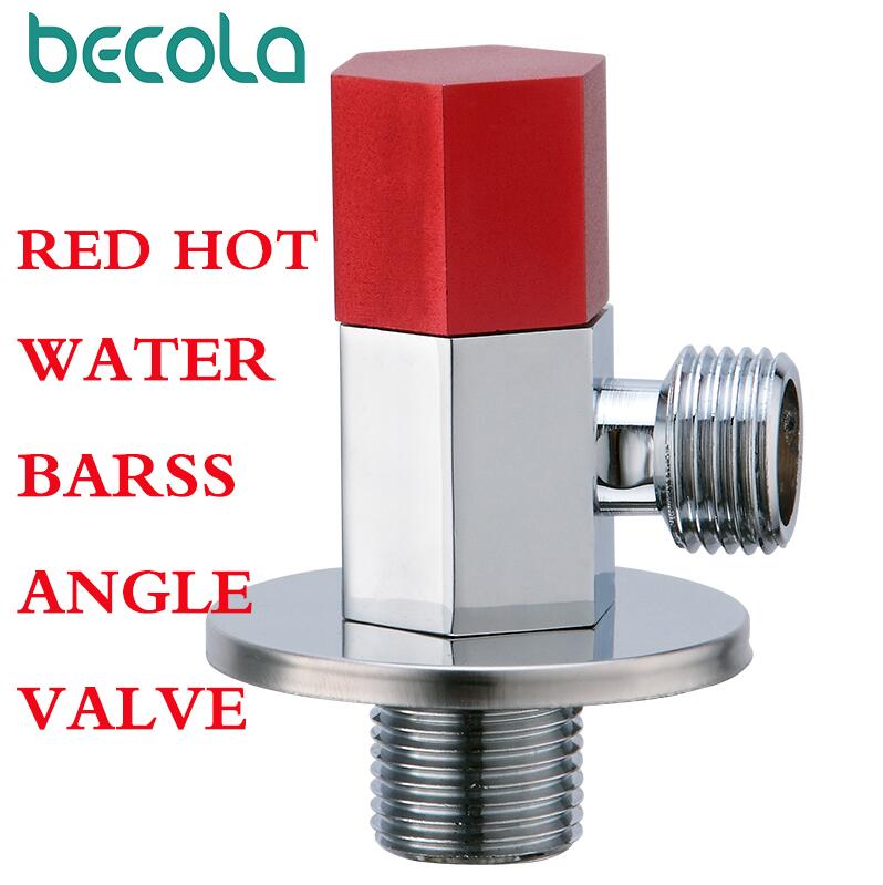 1/2"RED male x 1/2" BLUE male Brass Bathroom Cold And Water Angle Stop Valve Chrome Copper Tap Toilet Bathroom Basin laundry: RED