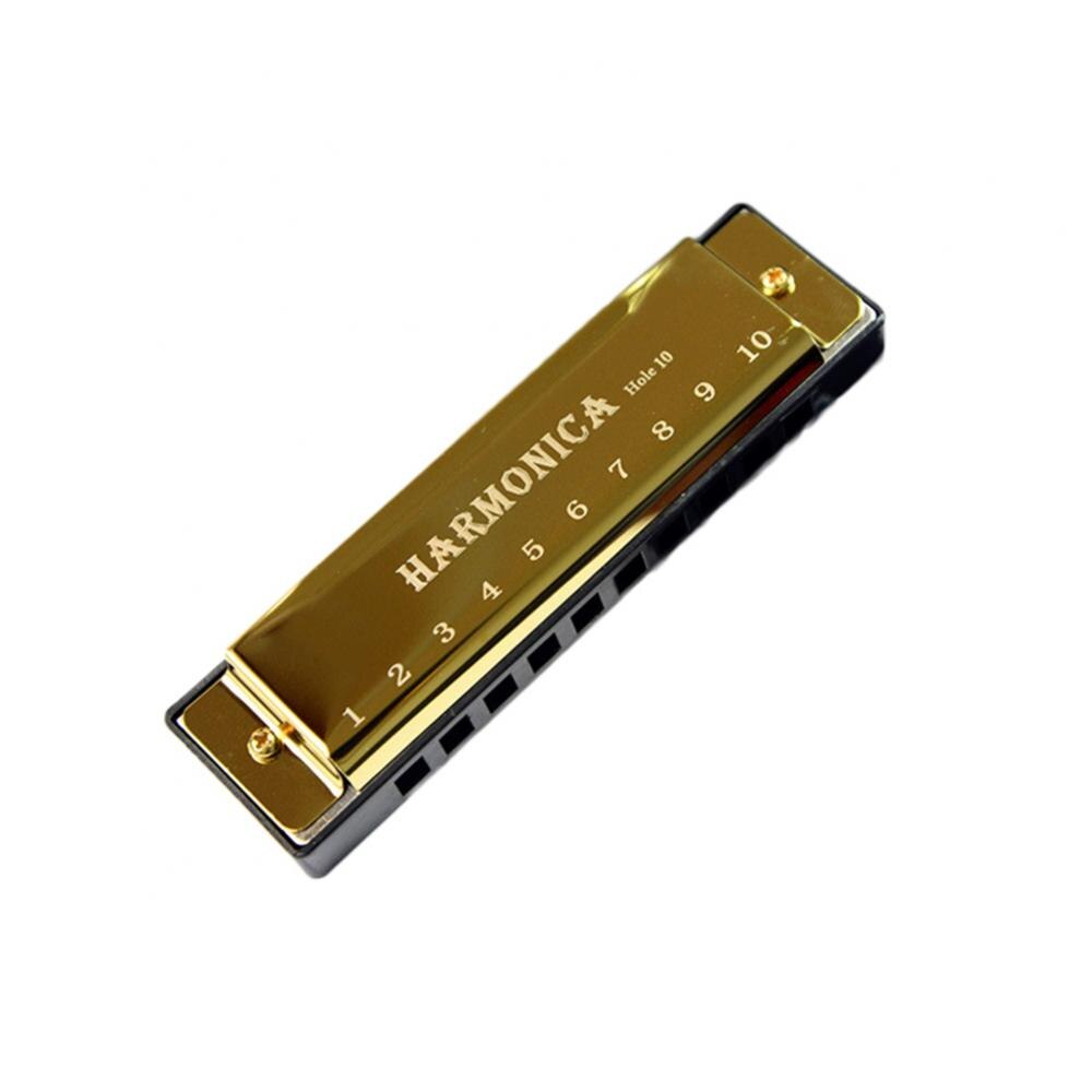 10 Holes Harmonica Musical Instrument Children Early Education Mouth Organ: Golden