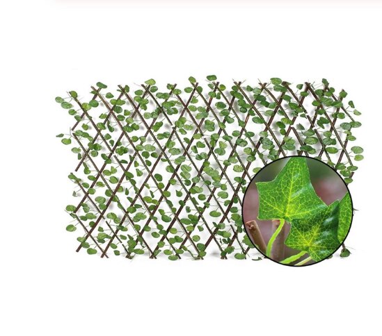 Garden Fence Privacy Wood With Artificial Green Leaf Retractable Extension Fencing Garden Decor for Summer Residence and Garden: B