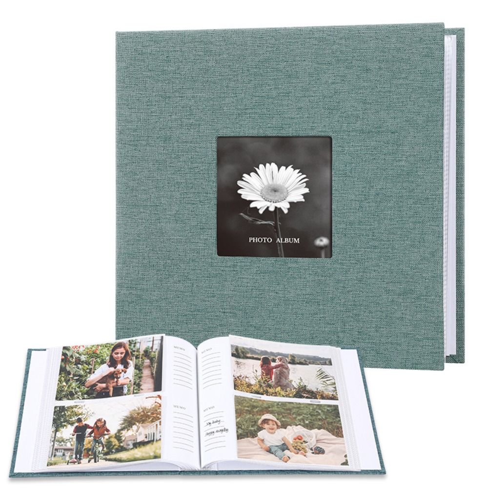 6in Linen Cover Photo Album Interleaf Type 200/300Pics Large Scrapbook Album 100 Pages DIY Memory Book Family Times: Red