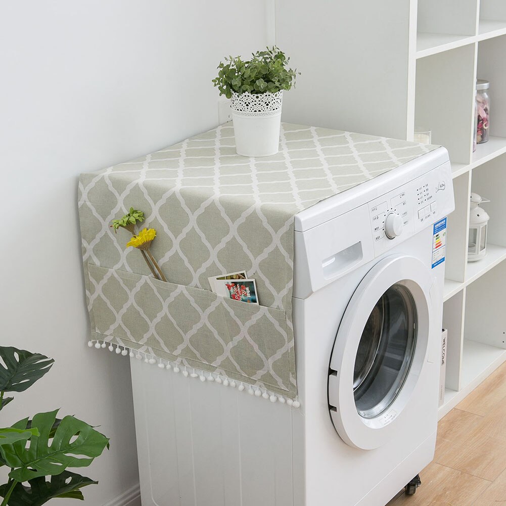 Geometriske rombestøvdæksler vaskemaskine dækker køleskabsstøvbeskytter med lomme bomuldsstøvdæksler rengøring til hjemmet: 3