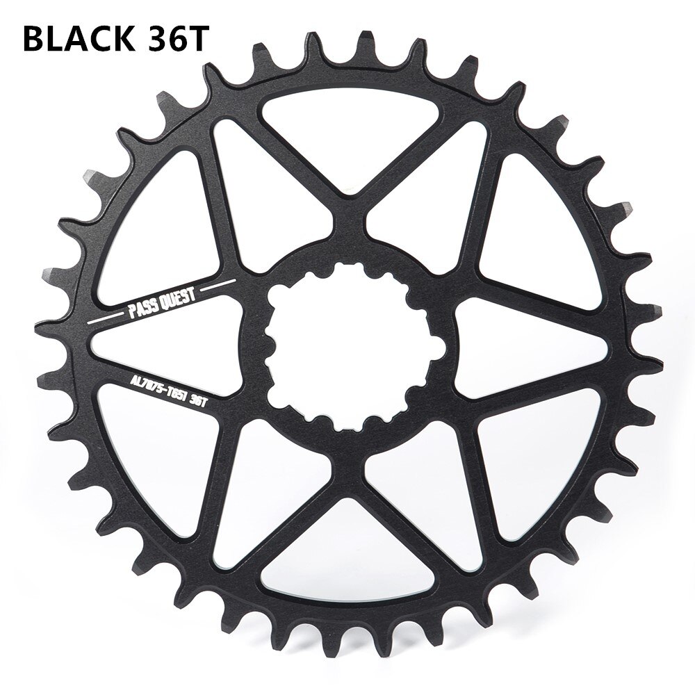 PASS QUEST SRAM gx xx1 eagle GXP round mountain bike narrow sprocket 30-44T bicycle bicycle sprocket 0mm offset crank 7075 alum: BLACK 36T