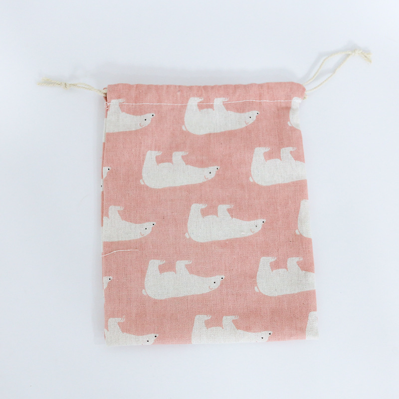 Mode Multifunctionele Draagbare Reizen Cosmetische Zak Katoen Trekkoord Student Doek Bag: Pink-M
