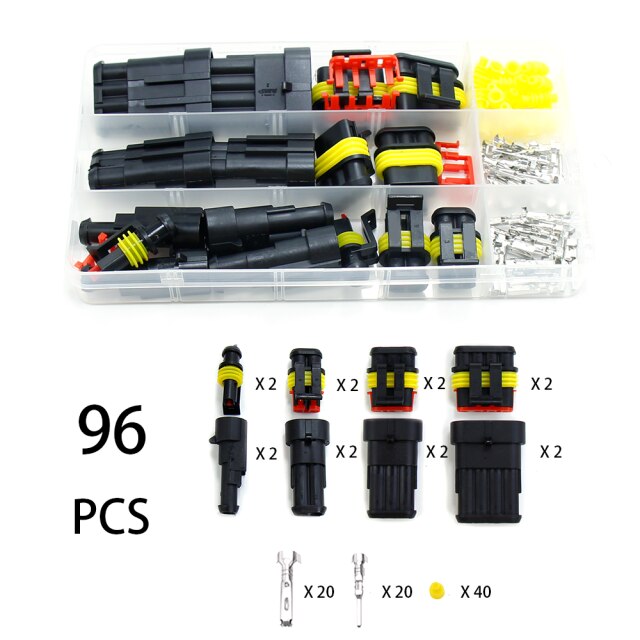 Vattentäta kopplingar kit bilkabel snabbkoppling elektrisk i bil kablar auto tätning uttag 1 2 3 4 5 6 stifts plug kit sätt: 96 st