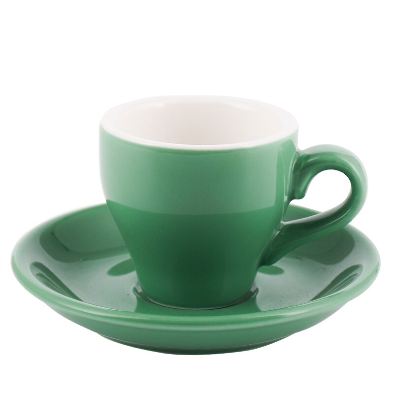 80ml high-grade ceramic coffee cups Coffee cup set Simple European style Mug Cappuccino flower cups Latte: green