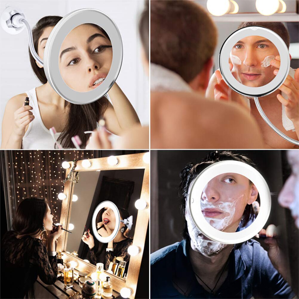 10x forstørrelsesglas makeup spejl med led lys makeup spejl 360 graders rotation skønhed spejl til bordplade badeværelse rejser