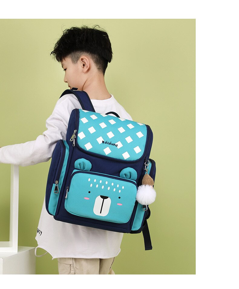 Grade 1-3 Kids School Bags for Boys Girls Cute Bear Backpack Waterproof Breathable Kids Satchel Space School Bags