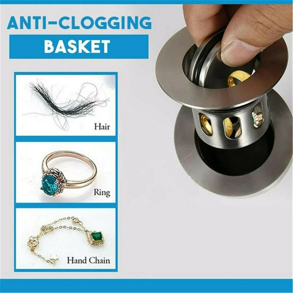 Universele Wastafel Bounce Afvoer Filter Plug Rvs Spoelbak Stoppers Badkamer Gootsteen