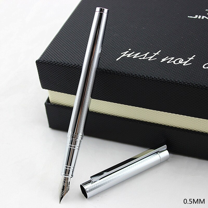 Jinhao 126 Briefpapier Jinhao Luxe Metla Pen 0.38Mm Extra Fine Nib Vulpen Zwart Zilver Inkt Pennen Kerst