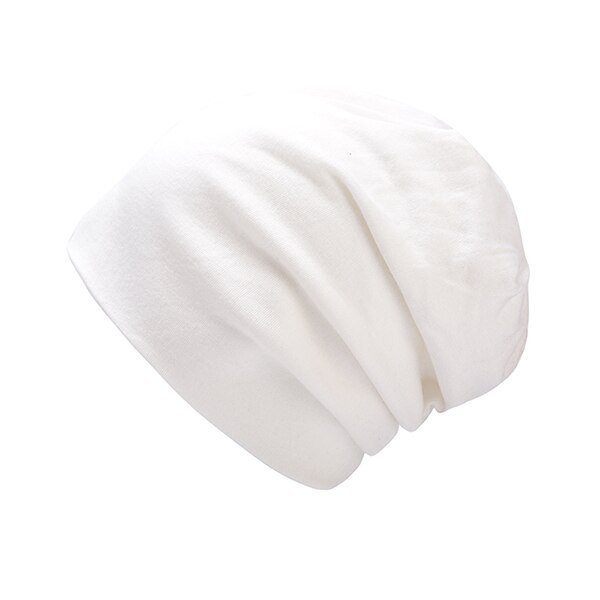 Cotton Winter Cap Acrylic Skullies Beanies For Men Women's Solid Color Outdoor Slouchy Knitted Hat Unisex Baggy Headgear: White