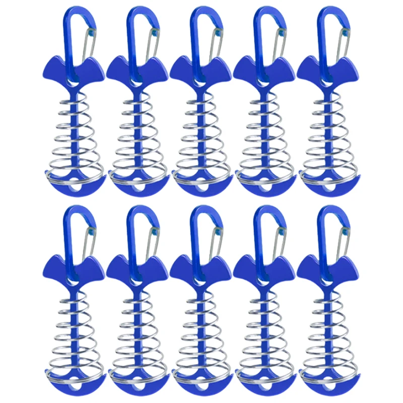 10/5PCS Lente Visgraat Dek Haringen Tent Stakes Luifel Anker Wind Touw Gesp met Karabijnhaak Dek Vaste nagels Camping Tent Haken: YELLOW