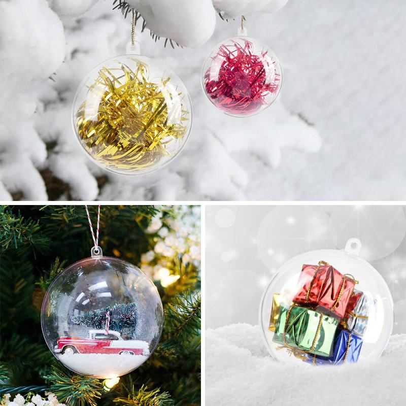 5 pièces en plastique Transparent boules de noël remplissable arbre de noël ornements Transparent boules rondes ornements pour arbre de noël décor à la maison