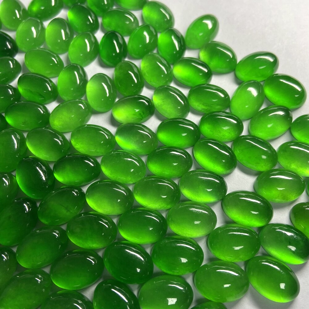 Meisidian Neue Farbe 5A Oval 10x14mm Cabochon Natürliche GrüNe Birma Jadeit Jade Stein Für Ring, Der