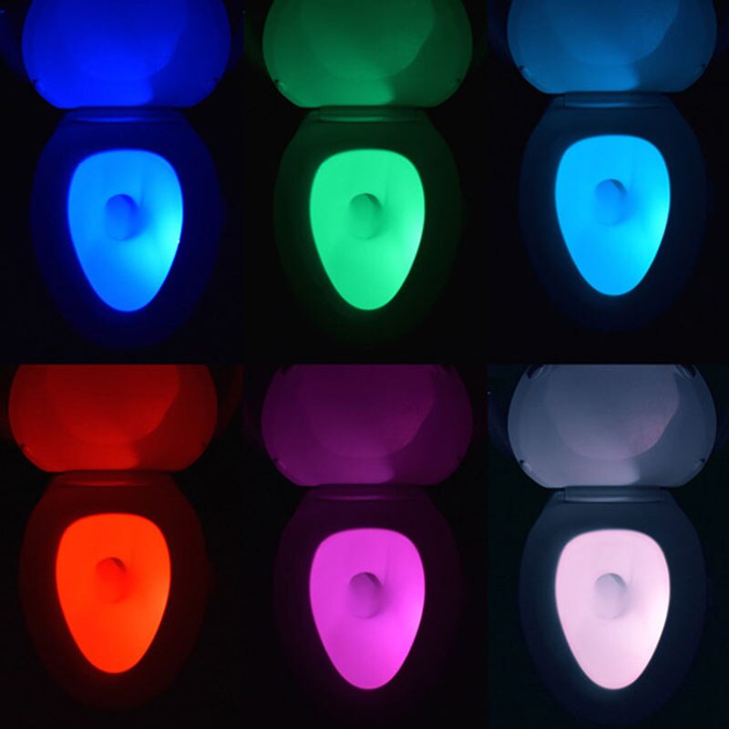 Toiletlys smart pir bevægelsessensor sæde nat 8 farver vandtæt baggrundsbelysning til toiletskål førte luminaria lampe wc toiletlys