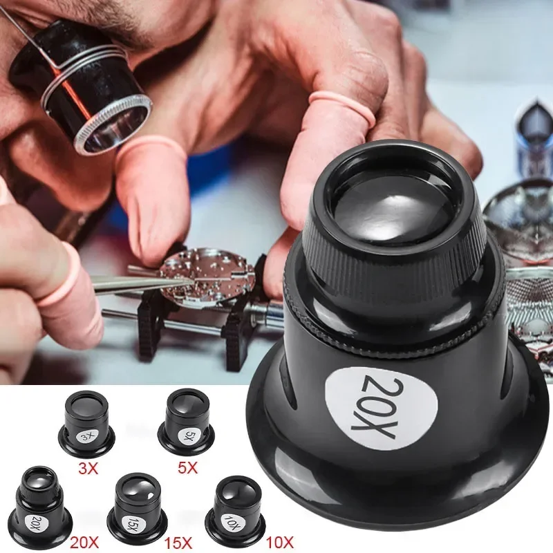 1-4 stks/set Eye Loep Loepen 5x/10/15x/20x Horloge reparatie tool kit Sieraden Loep Vergrootglas Vergrootglas Horlogemaker gereedschap