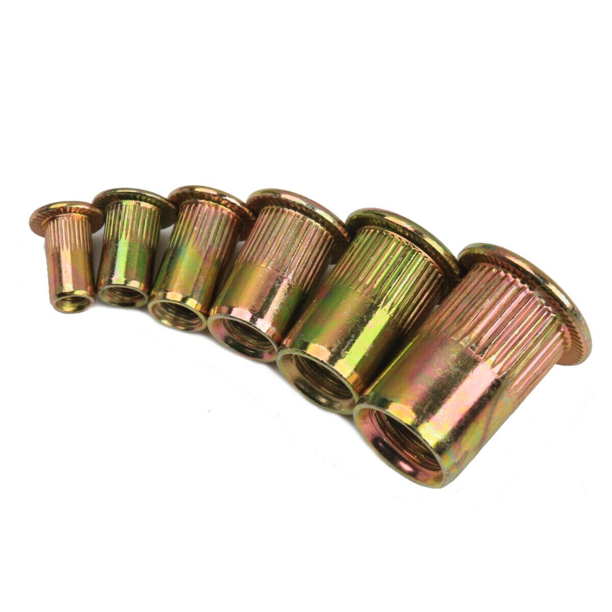 M3 M4 M5 M6 M8 M10 Rivet Nuts Set Zinc Plated Nutserts Threaded Insert Nutsert Cap Flat Head Rivet Nuts Carbon Steel 300pcs