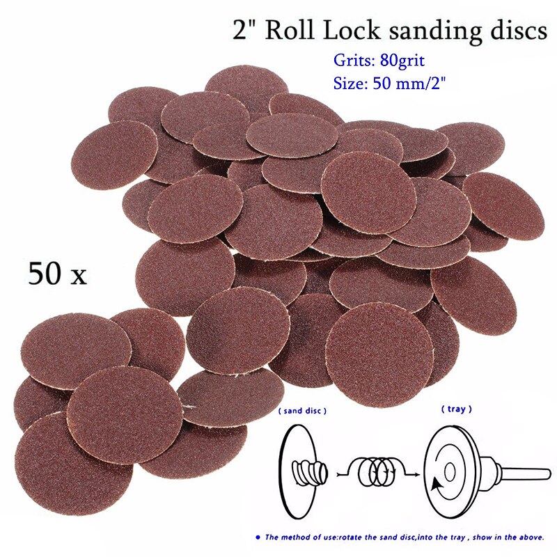 50 stks 80 Grit 2 Roll Lock Schuurpapier Schuren Discs Type R Roloc Sander Schurende