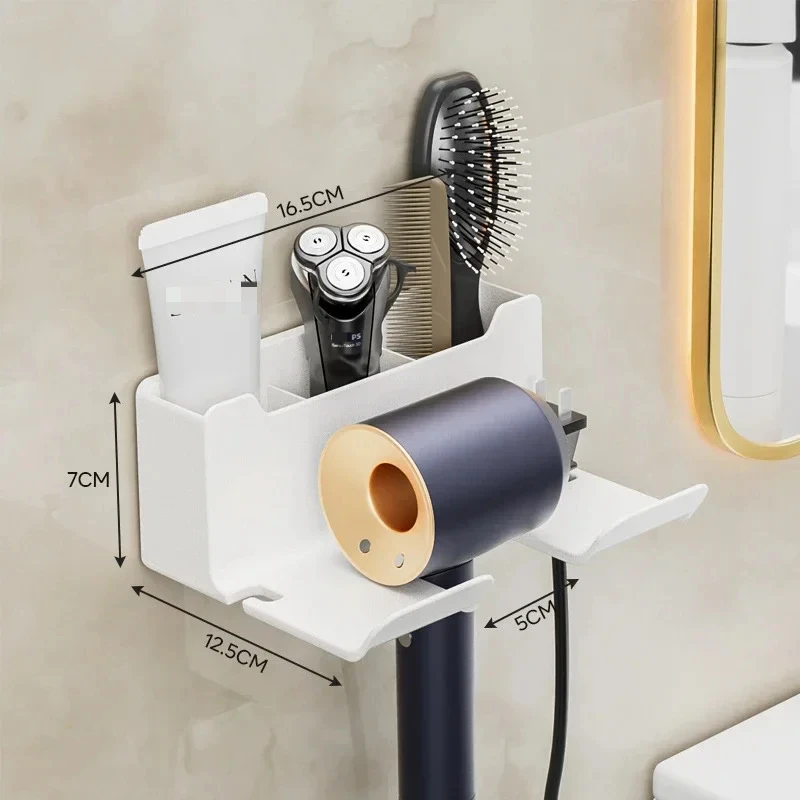 Aan de muur gemonteerde föhnhouder Drogerwieg Stijltang Stand Organizer Box Toiletventilatorhouder Plank Badkameraccessoires: YELLOW