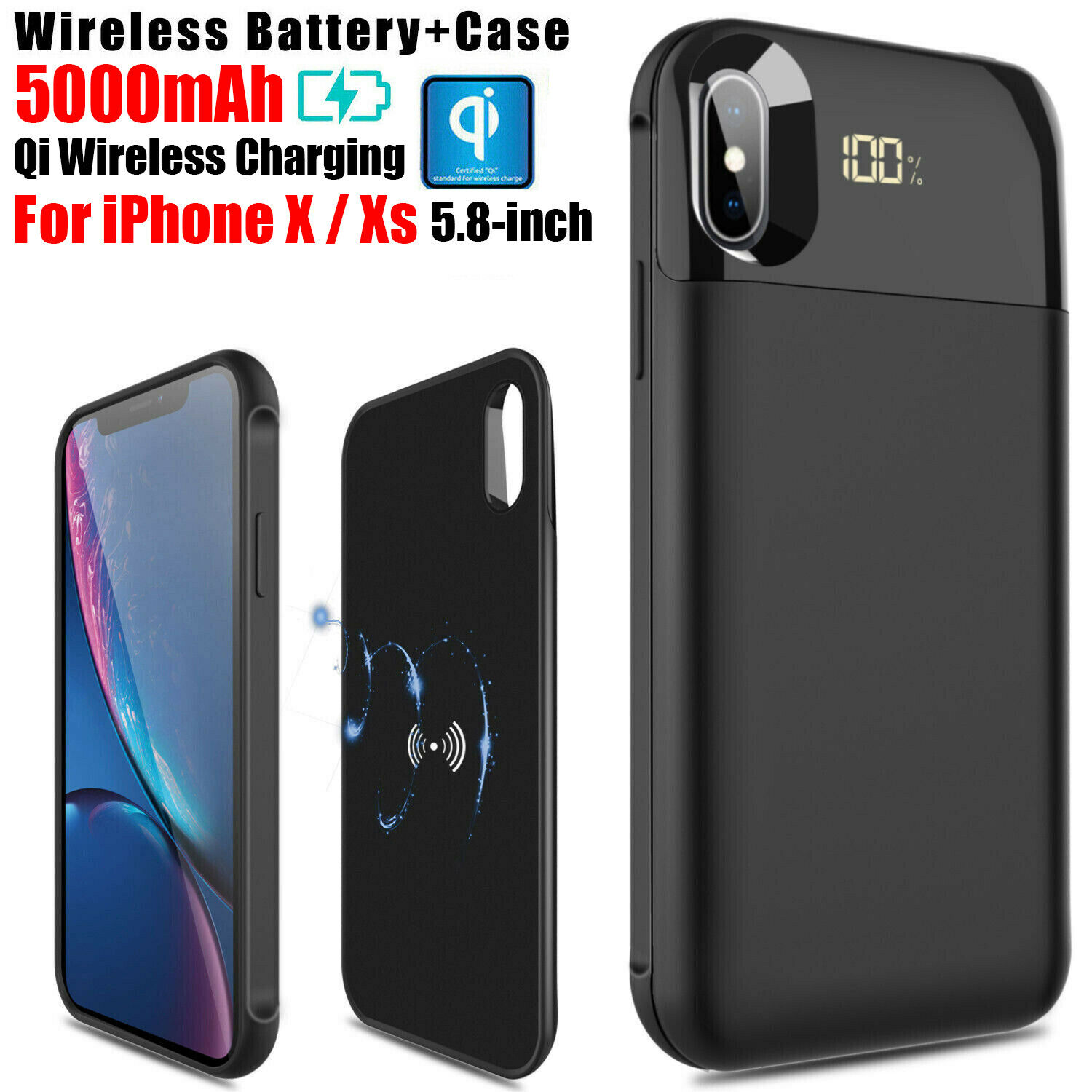 Qi Wireless Fast Charging Portable Power Bank Pack External Charger Battery Protective Case Cover For iPhone X / XS Max XR