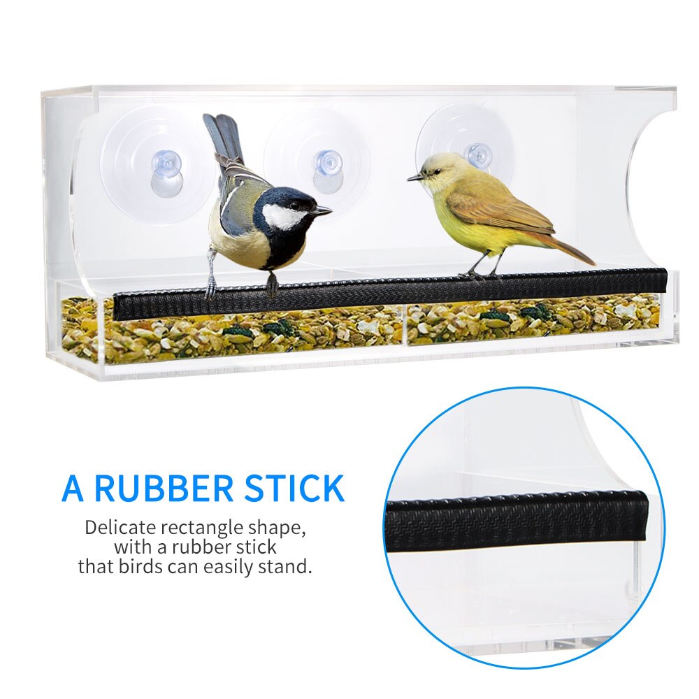 Window Bird Feeders Clear Glass Window Viewing Bird Feed Hotel Table Peanut Hanging Suction For Pet Birds Outdoor