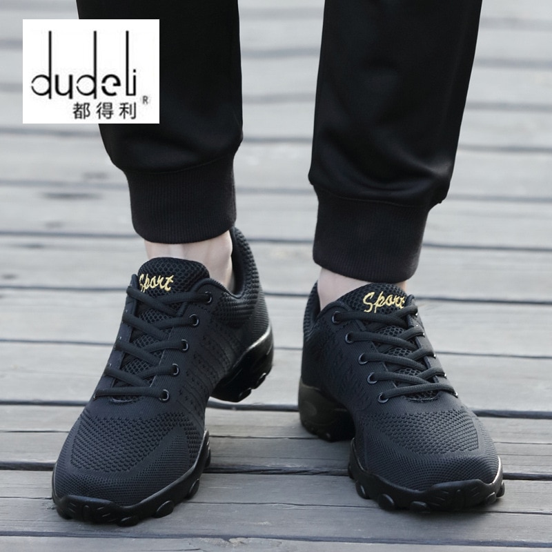 Mesh jazzsko herre moderne bløde ydersål dansesneakers åndbare dansende fitness træningssko