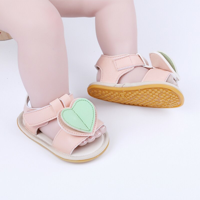 Zomer Pu Baby Antislip Sandalen Kind Meisjes Mode Liefde Decoratie Sandalen Baby Schoenen 0-18M baby Schoenen