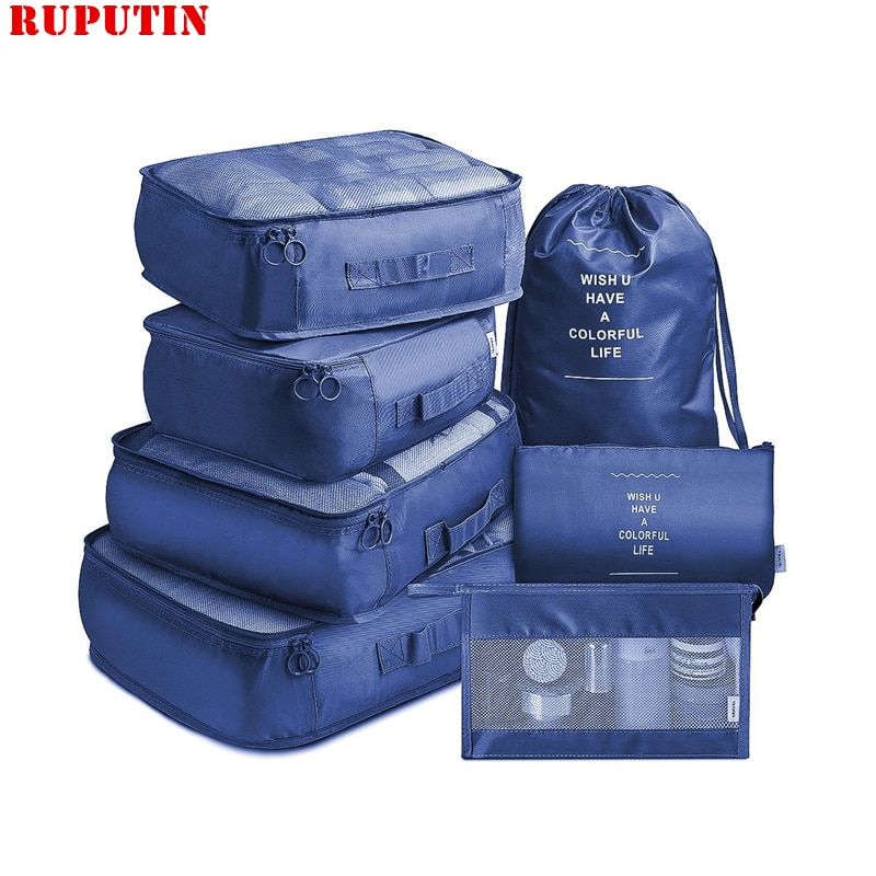 Ruputin conjunto de bolsas organizadoras, kit de 7 peças para organização de roupas, roupas íntimas e sapatos de viagem de alta capacidade