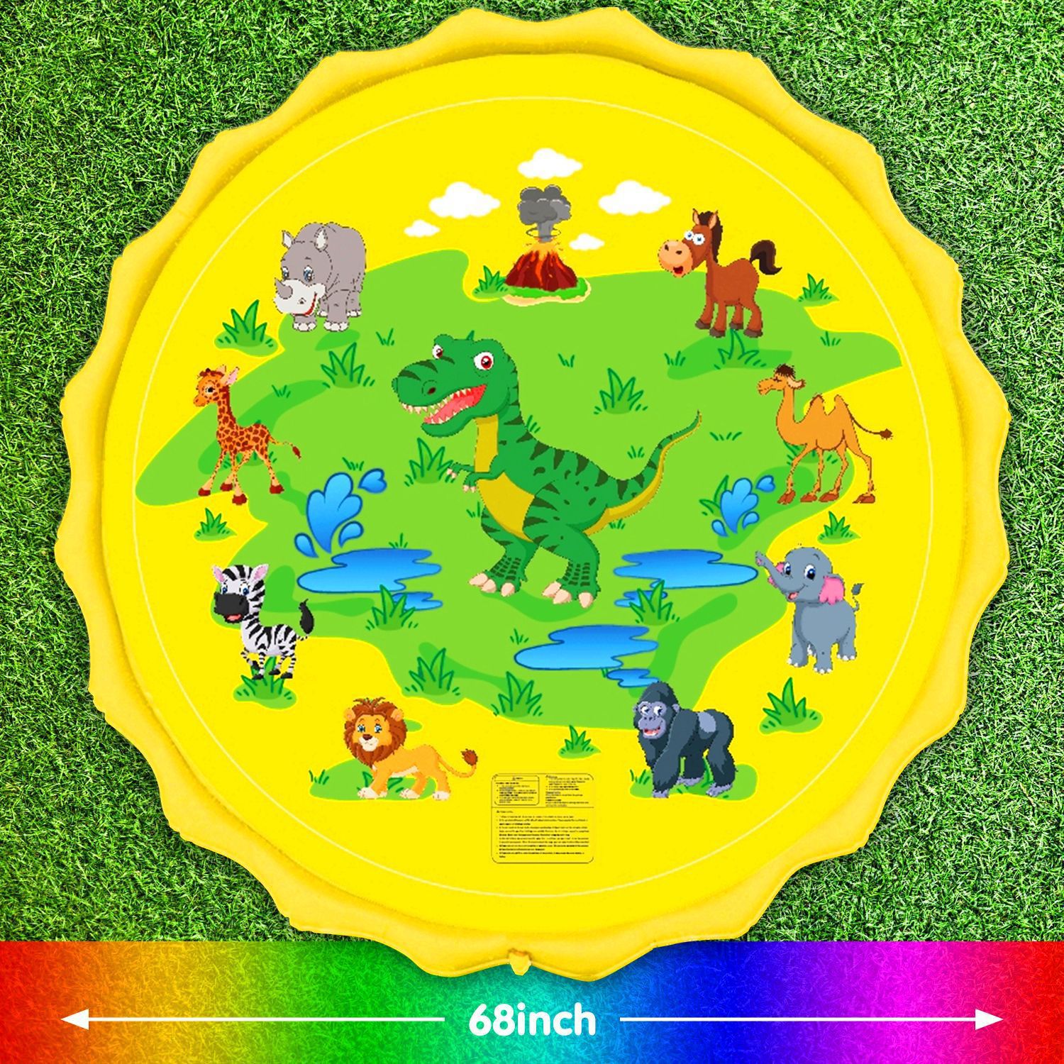Tappetino per spruzzo d&#39;acqua per bambini giocattoli da esterno per bambini Dolphin Shark Sport Mat Dinosaur Rainbow Water Spray Mat giocattoli divertenti estivi