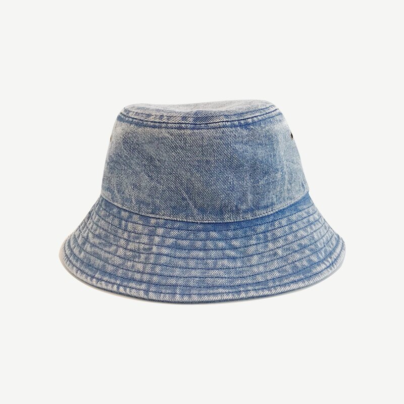 Harajuku vasket denim spand hat til kvinder mænd panama udendørs hip hop hætter vintage fisker hat street ware hat cap: Blå