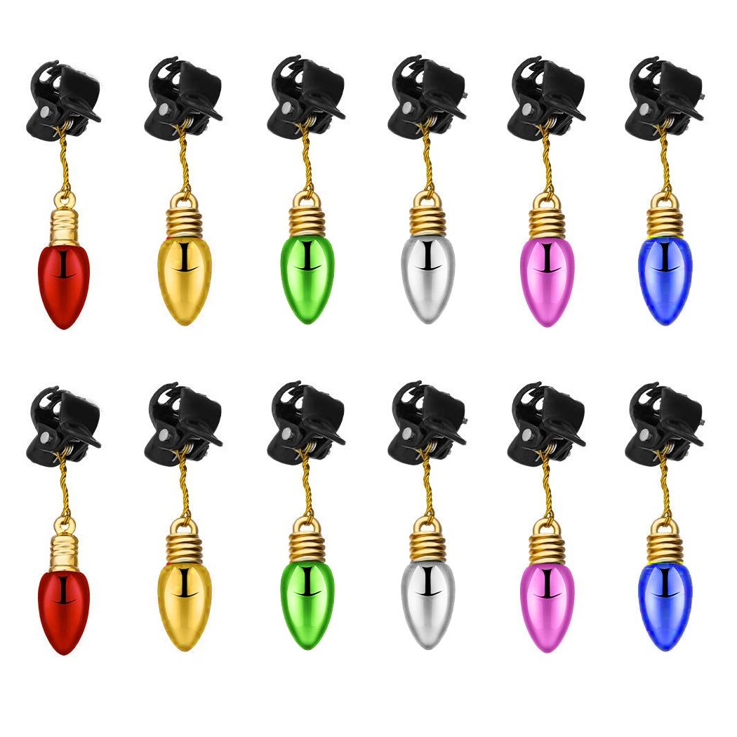 12 stuks kerstballen met kralen, baardversiering, kleurrijke kerstclip, kerstbalversiering, kerstbaardhanger, heldere kerstbal