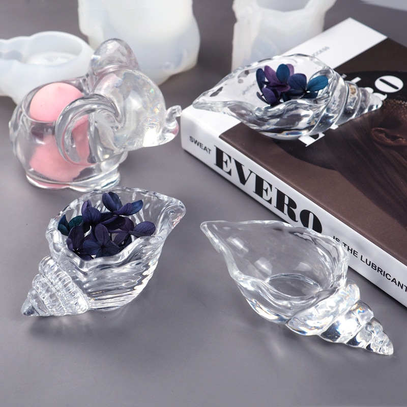 3D Caracol de océano Shell maquillaje esponja de silicona molde para la caja de la joyería DIY haciendo encontrar accesorios joyería