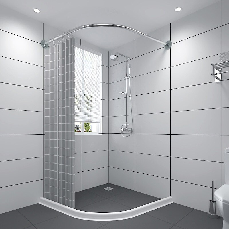 Edelstahl Teleskop Erweiterbar Ecke Dusche Vorhang Stange Pole L bilden Kein Stanzen Schiene Stange Bar Schlecht Hardware- Ecke