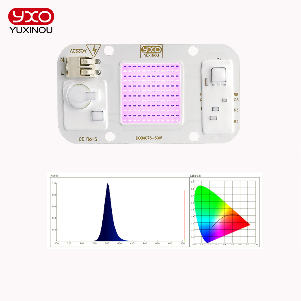 YXO Hydroponice AC 220V 20w 30w 50w Dob Cob LED Grow Light Chip Full Spectrum 380nm-780nm For Indoor Plant Seedling Grow Flower