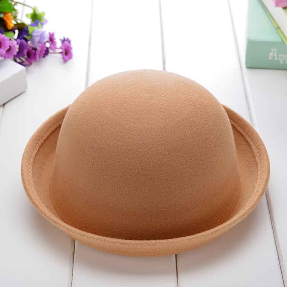 Parent-child Fedora Hat Kids' Round Top Hat Dome Cap Children Dress Hats Felt Hats Wool Felting Bowler Hat For Mom and Baby