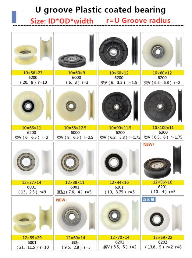 20 pièces delrin POM plastique enduit portant nylon U rainure piste guidage roulements à rouleaux poulie Peilin roue alésage taille 3 4 5 6 mm