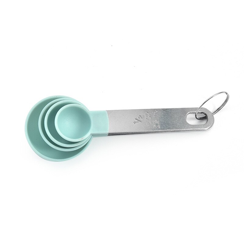 4 Stks/set Keuken Maatlepels Multifunctionele Maatbeker Rvs Handvat Meetinstrumenten Keuken Gadgets: green spoon