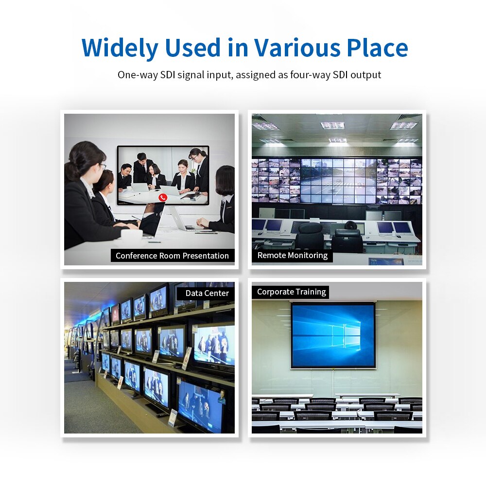 SDI 1X4 Splitter Video Converter 3G/HD/SDI Repeater Distributie Extender Brede Volatge Ingang Lossless transmissie