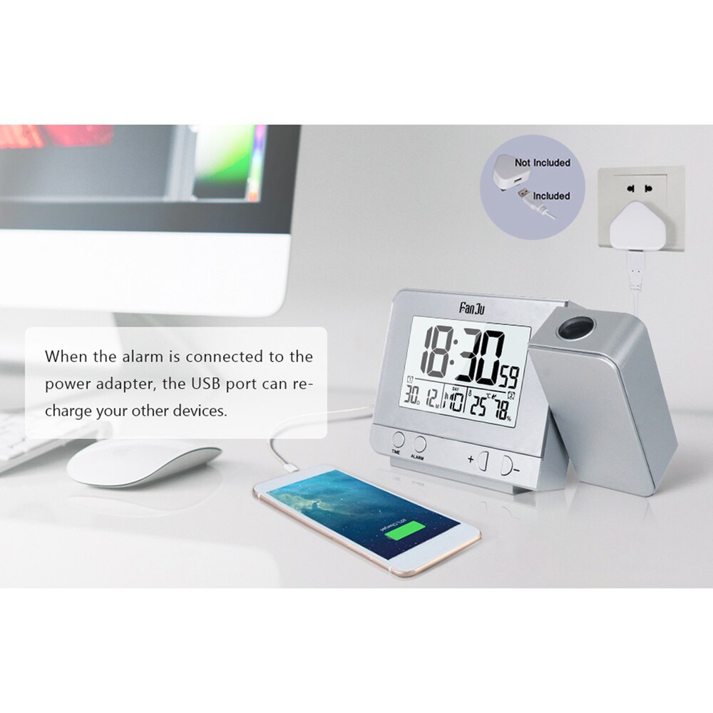 Led Clock Multi-Function Alarm Clock Temperature Display for Home Office School (Black, No Battery)