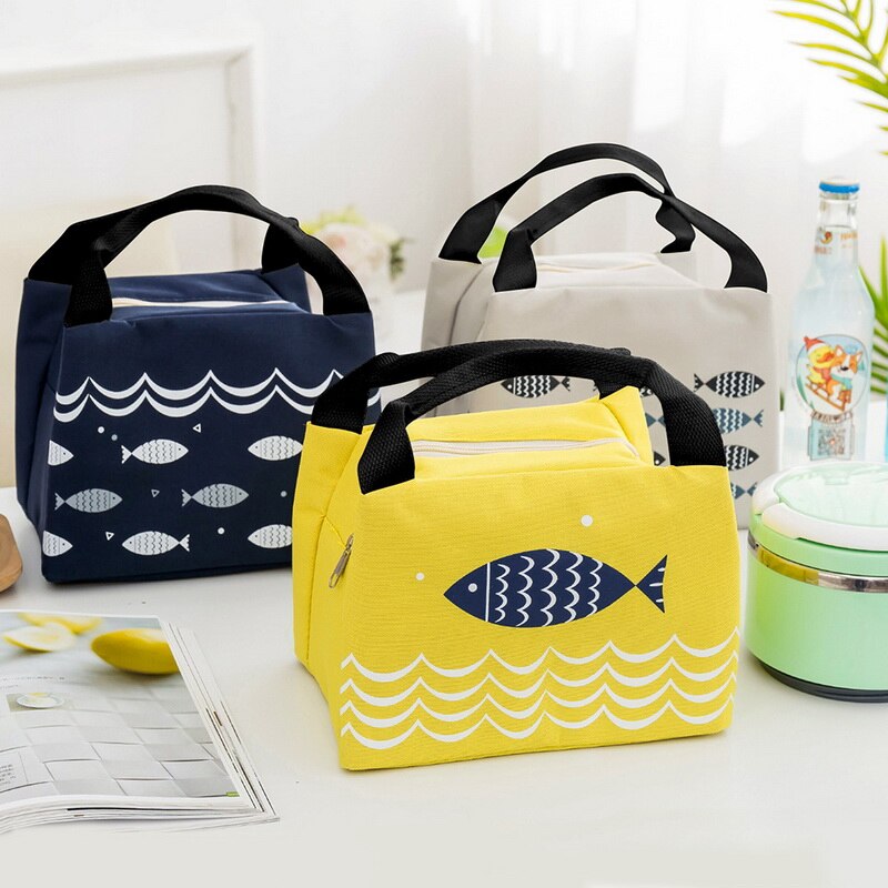 Fisch Druck Mittagessen Kasten Für Camping Liefert Kühler Picknick Taschen Isolierte Thermische Mittagessen Tasche Schule Lebensmittel Tasche Frauen Strand Handtaschen