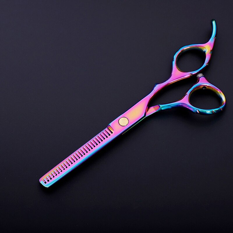 Costway 440 Steel 6 Inch Black Hair Scissors Set Cutting Barber Salon Haircut Thinning Shears Hairdressing Scissors: Multicolour Thinning