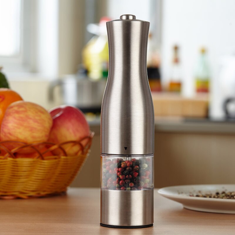 Electric Pepper Mill Stainless Steel Salt and Pepper Grinder Adjustable Ceramic with LED Light Automatic Spice Mill Home Tools