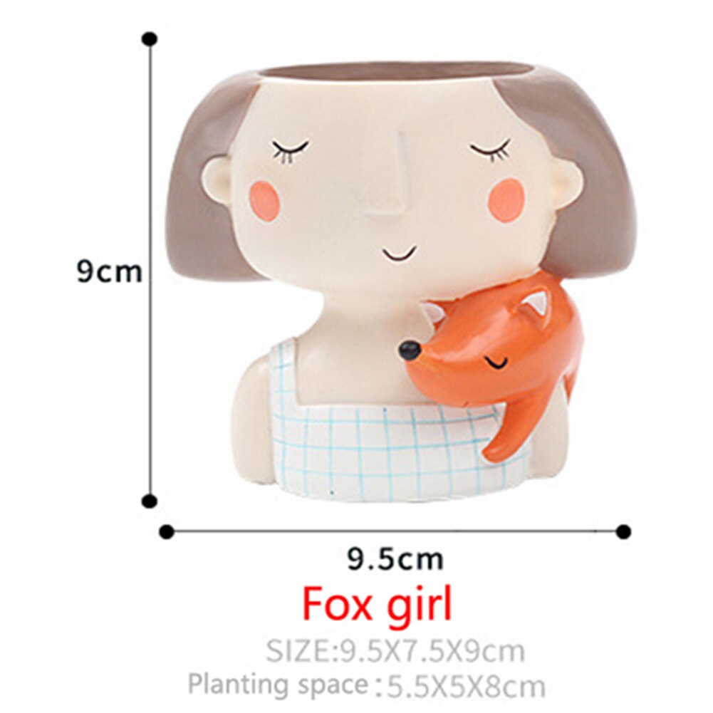 ESTATUILLA con cabeza para niña, maceta de resina para plantas suculentas, maceta para cultivo de plantas de jardín, adornos decorativos de Mesa para el hogar: M