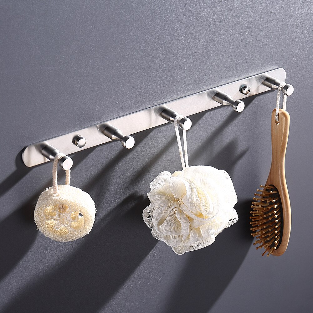 Wire Drawing Hook Wall Mounted 3-7 Holes Hooks Kitchen Wall Door Clothes Towel Hat Row Hooks Robe Hooks Hanger For Hanging