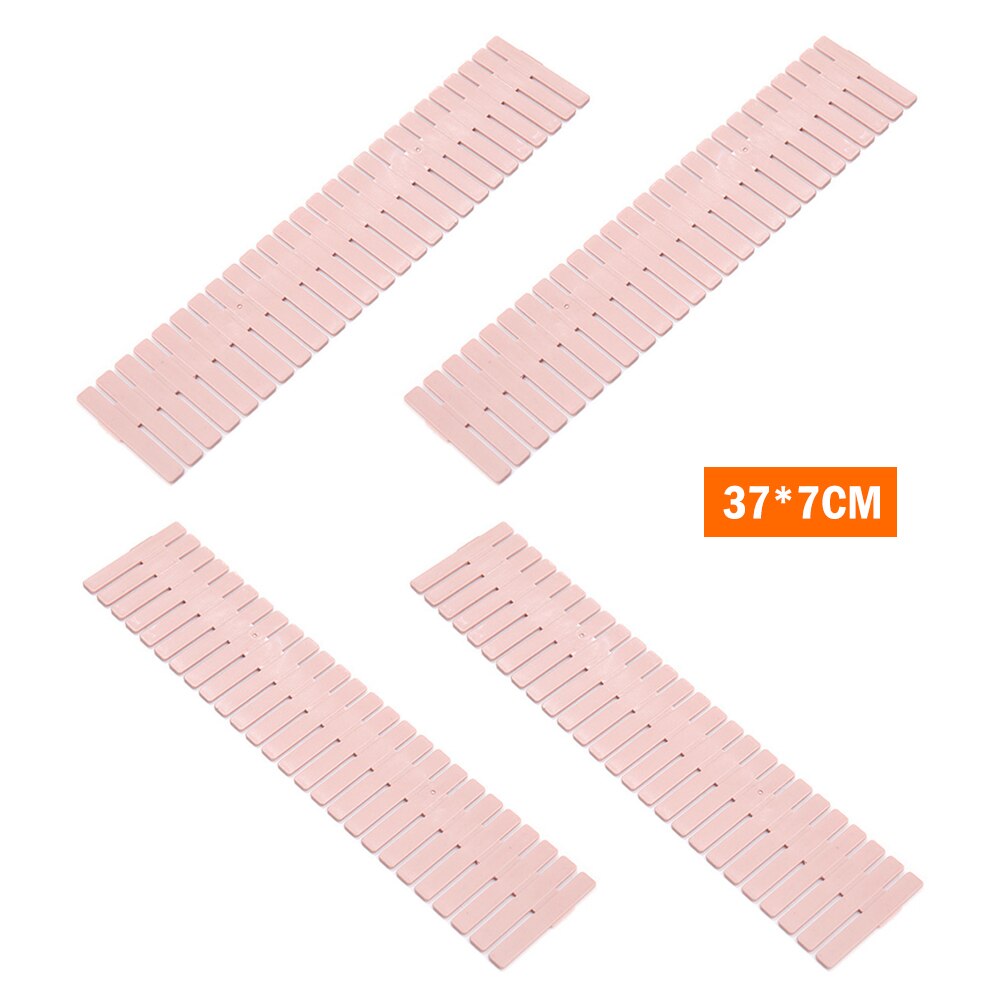 4pcs Drawer Divider Adjustable Plastic Free Combination Partition Storage Shelves Organizer Underwear Socks Makeup Clapboard: S pink 4pcs