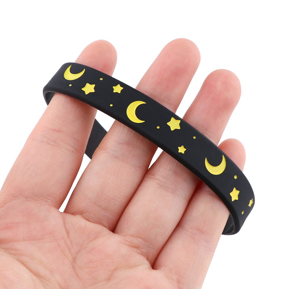 J3392 Sterne und mond nacht Armbänder modisch Silikon Gummiband Armbänder Hand Armreif Männer Frauen Schmuck