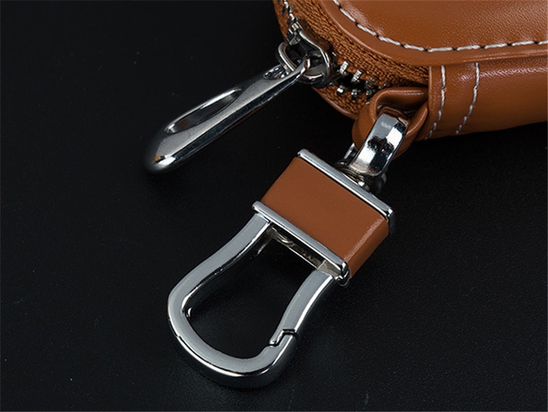 Men Key Holder Housekeeper Leather Car Key Wallets Keys Organizer Women Keychain Covers Zipper Key Case Bag Unisex Pouch Purse