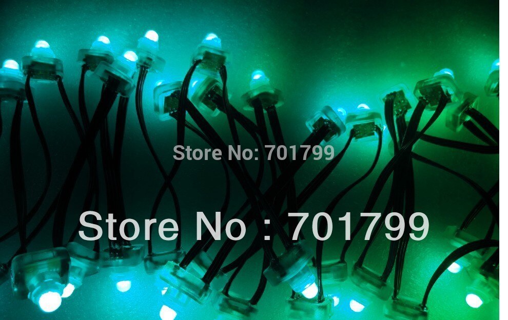 50pcs DC5V WS2811 LED pixel node,IP68 rated;all black wire,square type