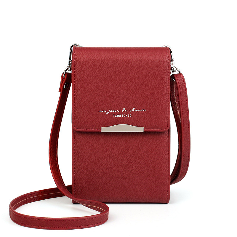 Mini Vrouwen Schoudertassen Vrouwelijke Telefoon Portemonnee Vrouwen Messenger Bag Kleine Crossbody Tas Dames Portemonnee Portemonnee: Wine Red