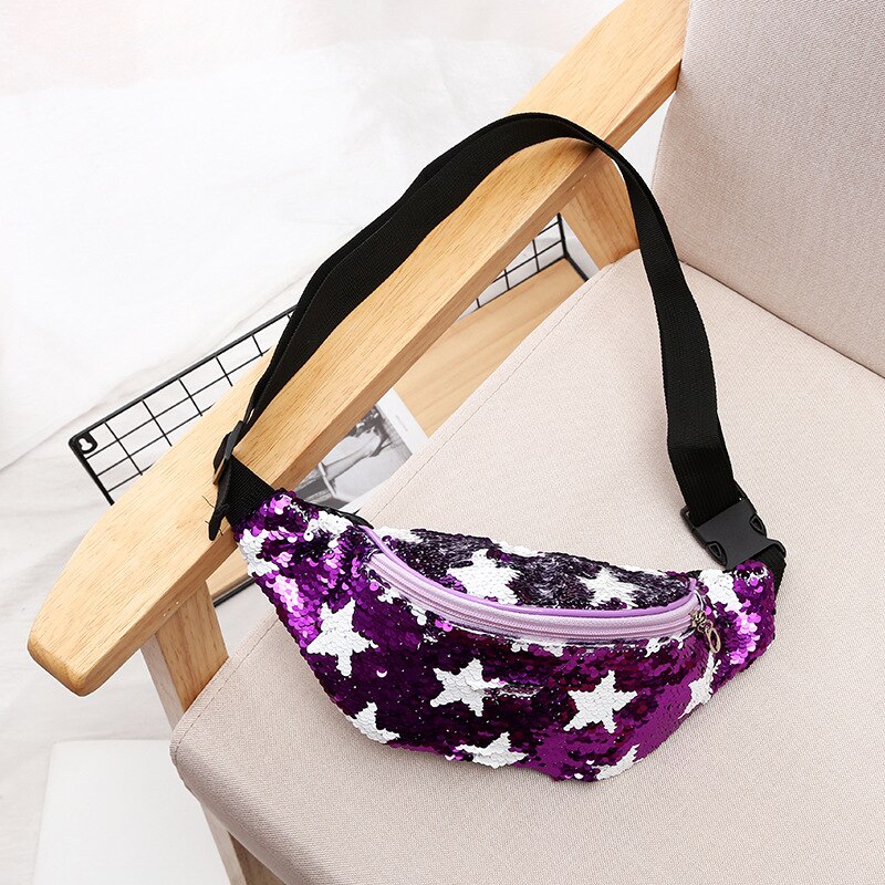 Riñonera de piel sintética con lentejuelas brillantes para mujer, bolso de pecho resistente al agua, Unisex